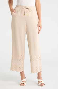 Ellen Tracy Eyelet Scallop Hem Pants