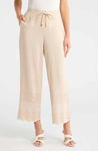 Ellen Tracy Eyelet Scallop Hem Pants