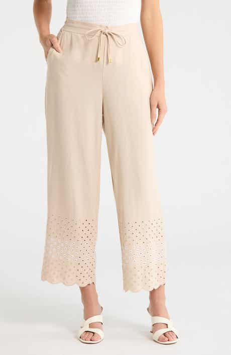 Ellen Tracy Eyelet Scallop Hem Pants