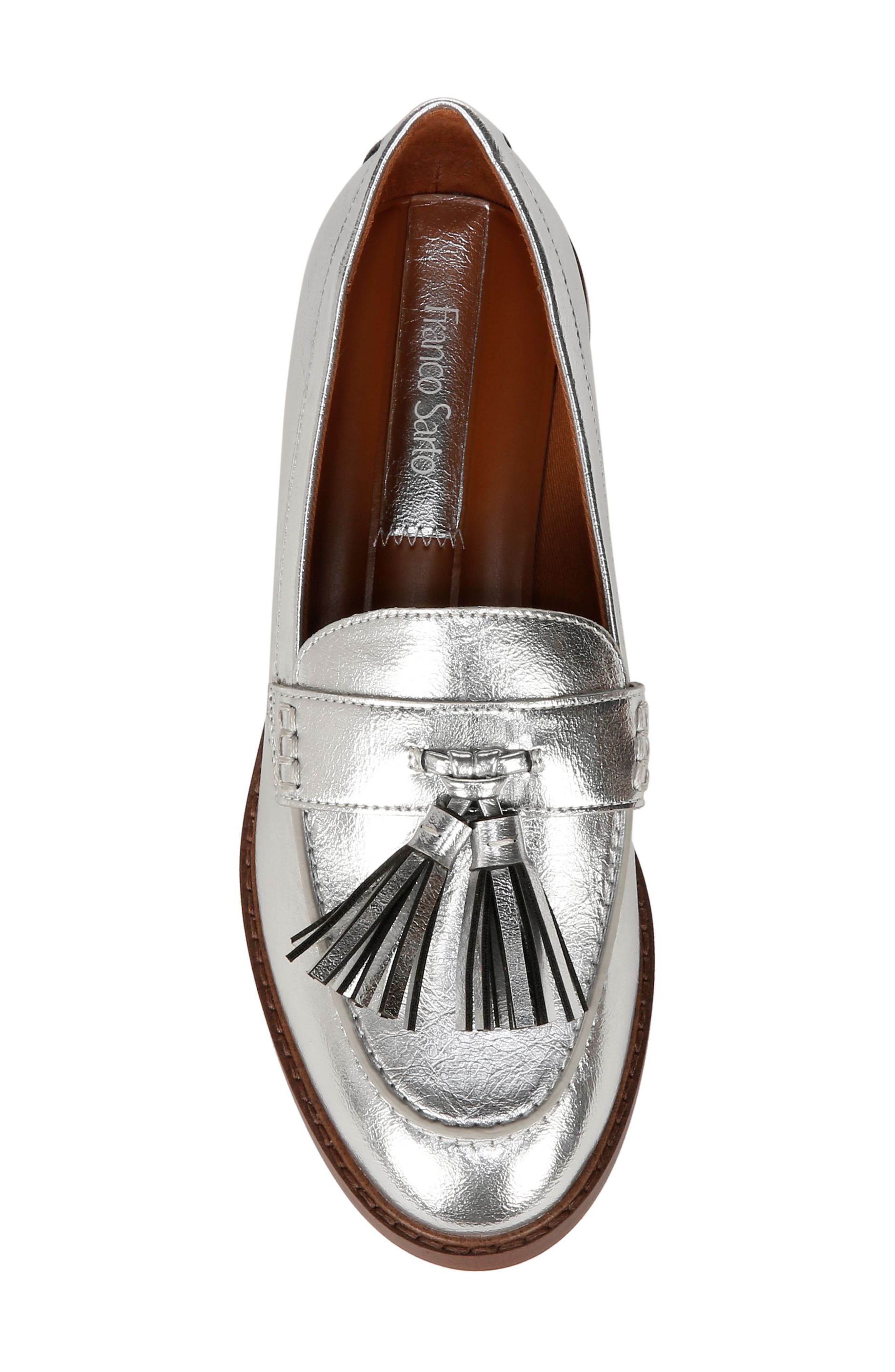 Franco Sarto Carolyn Low Tassel Loafer, Alternate, color, Silver