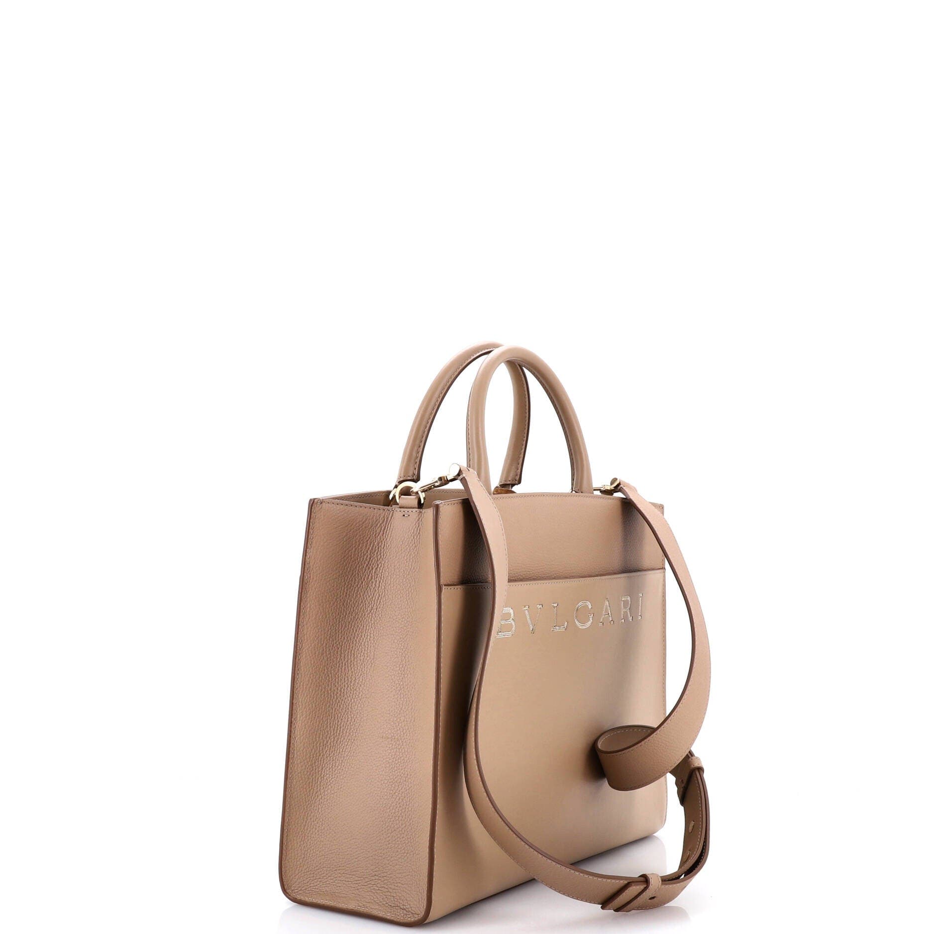 Embellished Logo Tote Bag Leather Medium, Alternate, color, White