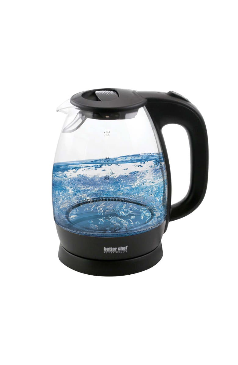 Better Chef 1.7L Cordless Electric Glass Tea Kettle, Main, color, Black