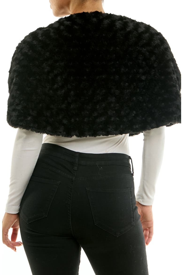 Faux Fur Capelet, Alternate, color, BLACK