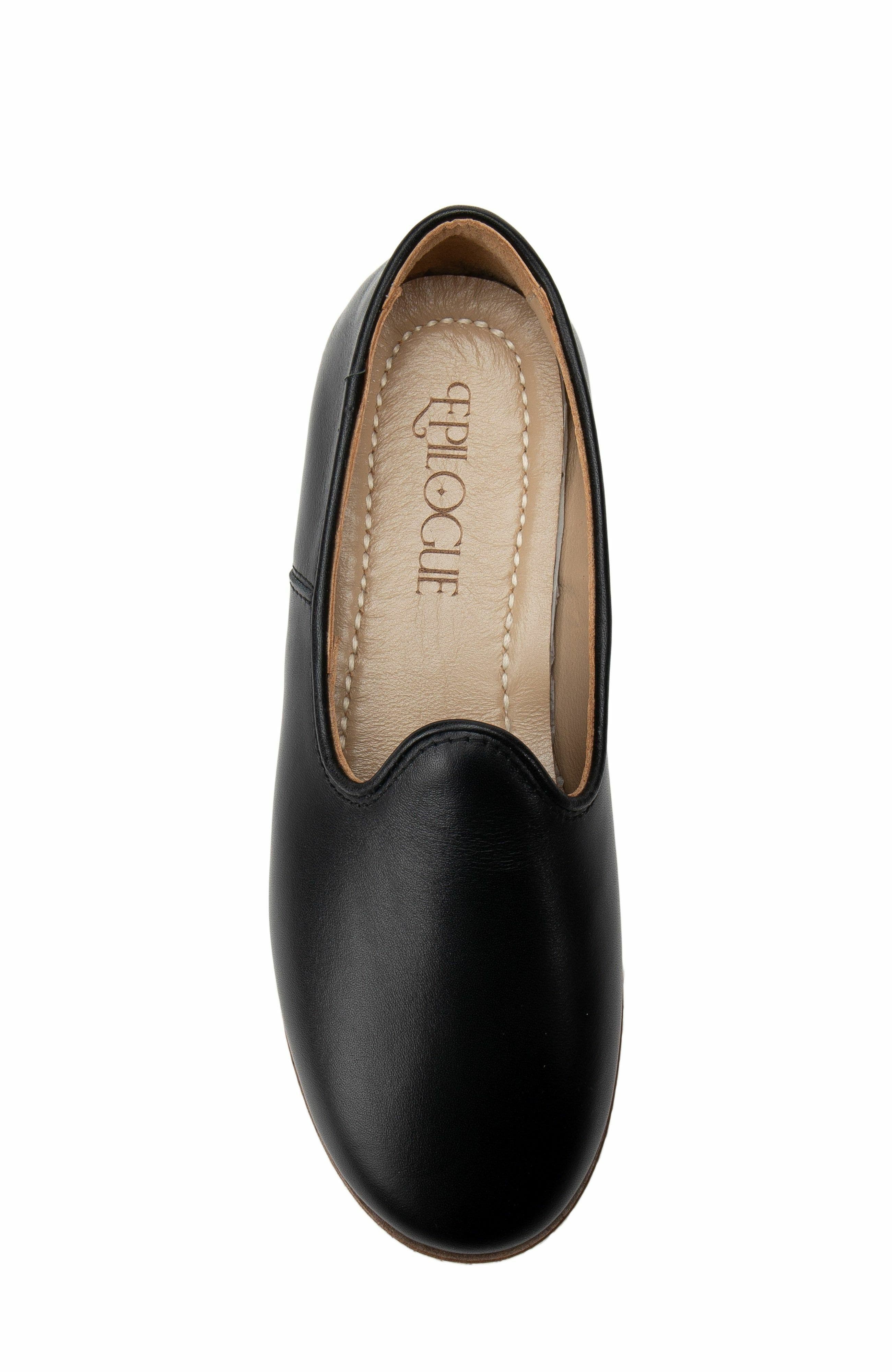 Forever 
Always Shoes Dalya Leather Slip On Flats, Alternate, color, Black Leather