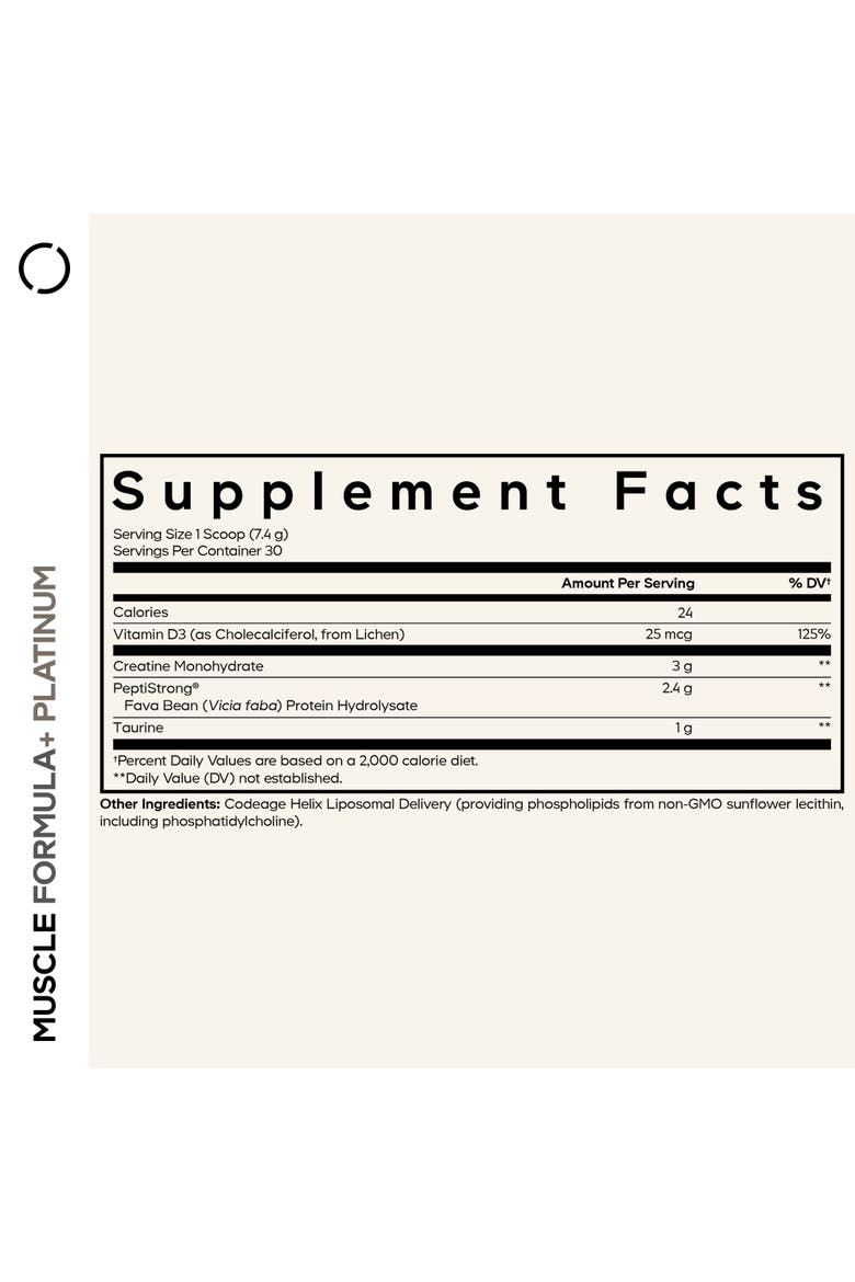 Muscle Formula+ Platinum Creatine Powder, PeptiStrong Fava Bean Protein Supplement, Alternate, color, White