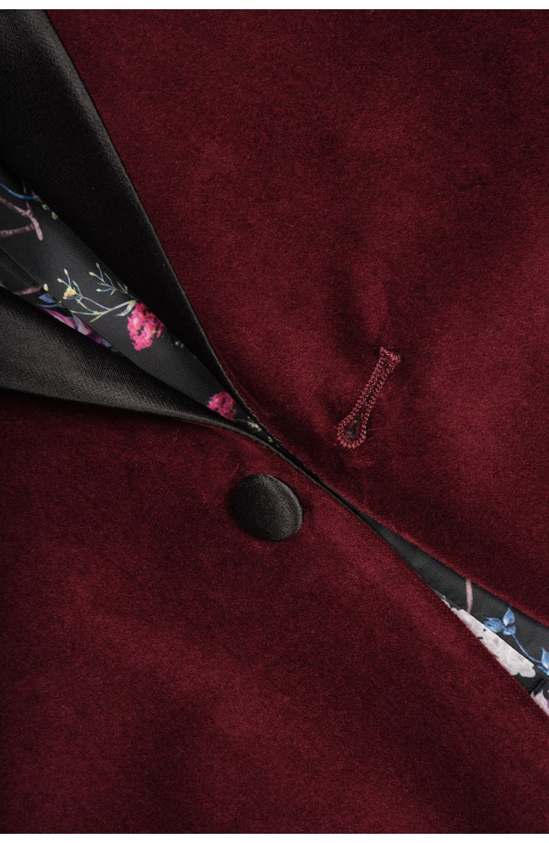 SAVILE ROW CO Burgundy Shawl Collar Single Button Velvet Suit Separate Sport Coat, Alternate, color, Burgundy