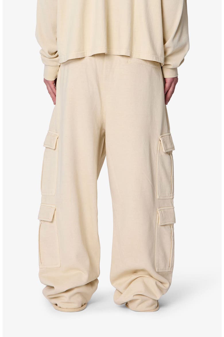 Ultra Baggy Cotton Flece Cargo Sweatpants, Alternate, color, OFF WHITE