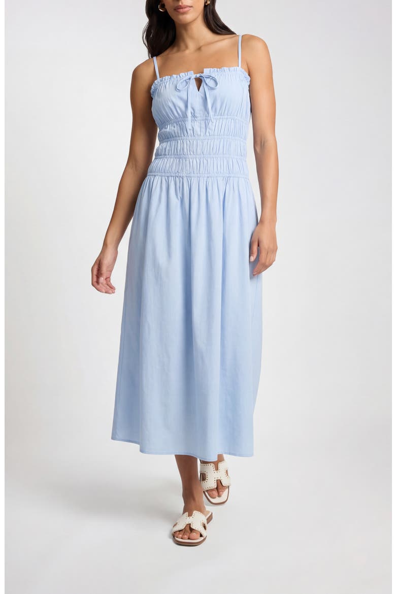 Smocked Midi Dress, Main, color, LIGHT SKY