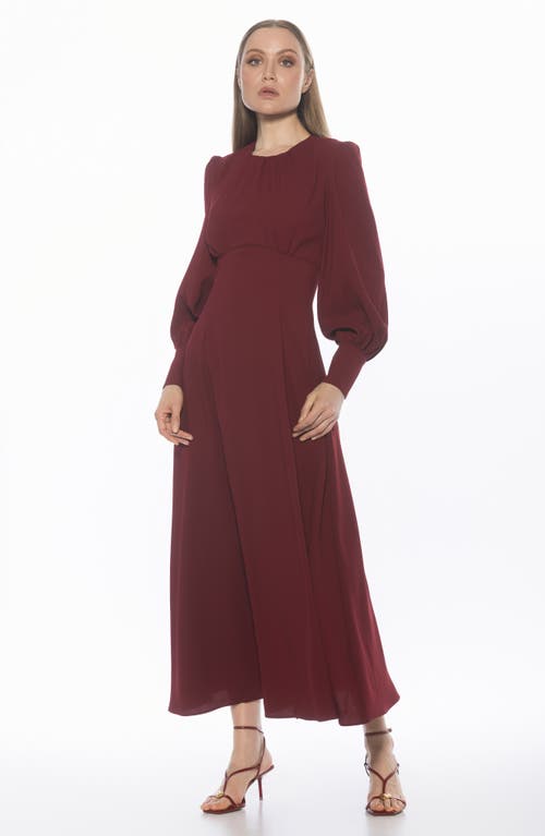 Alexia Admor Yesenia Long Sleeve Empire Waist Maxi Dress In Burgundy