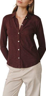Bella Dahl Cotton Knit Button-Up Shirt