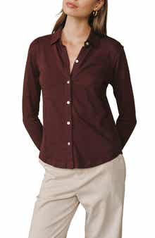 Cotton Knit Button-Up Shirt