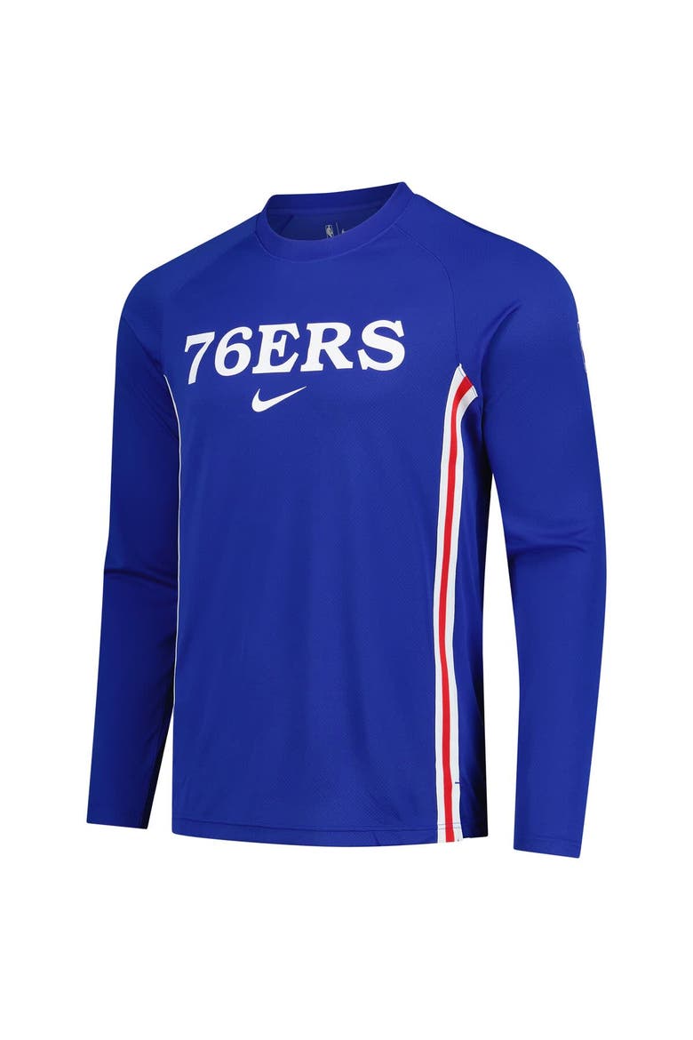 Men's Nike Royal Philadelphia 76ers 2025/26 Authentic Pre-Game Legend Dri-FIT Long Sleeve Shooting Shirt, Alternate, color, Royal