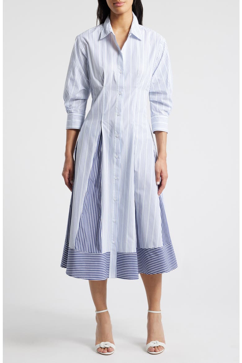 Stripe Cotton Poplin Shirtdress, Main, color, BLUE MULTI