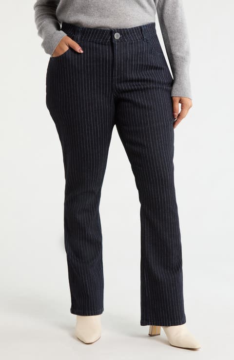Brittany Pinstripe High Waist Itty Bitty Bootcut Jeans