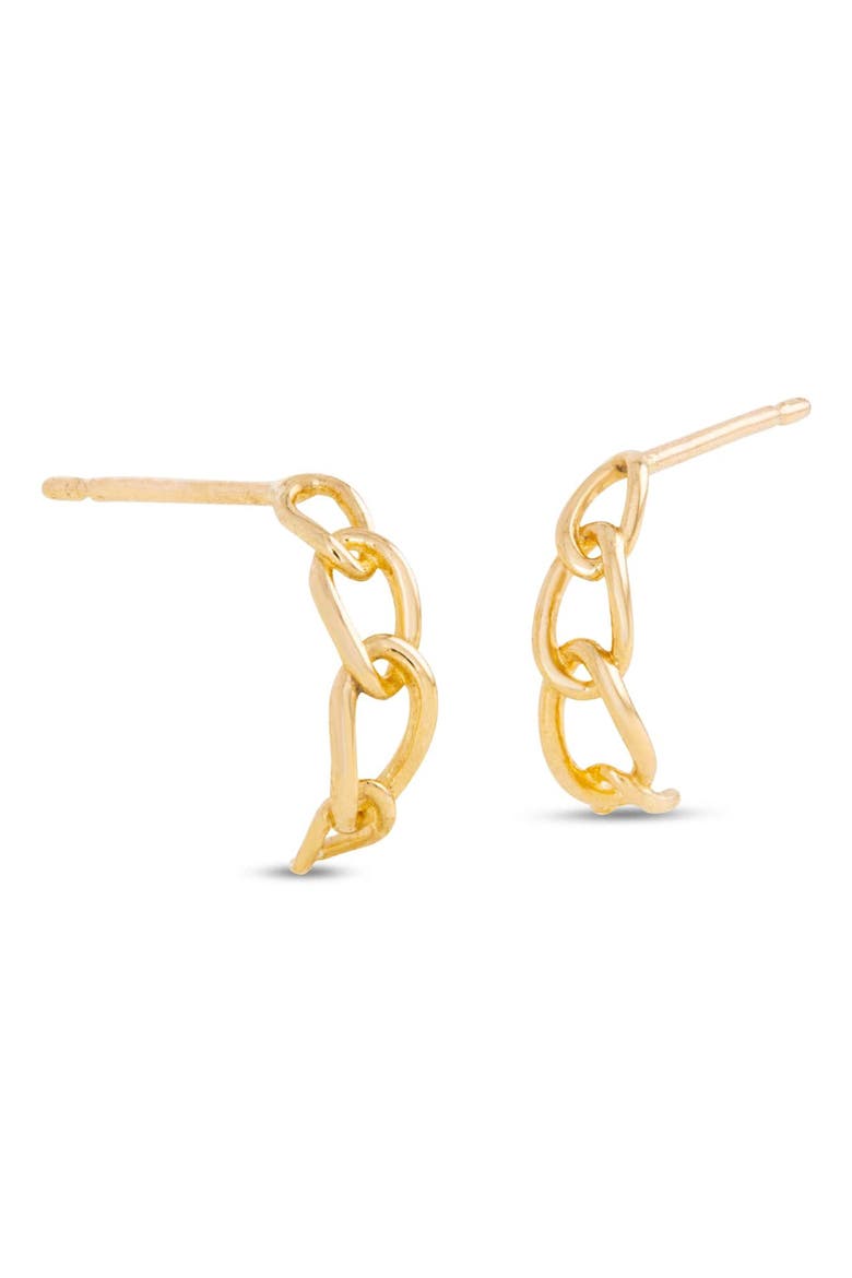 Half Chain Huggie Hoop Earrings, Main, color, YELLOW GOLD