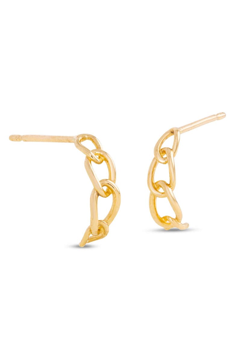 STONE AND STRAND Half Chain Huggie Hoop Earrings, Main, color, 