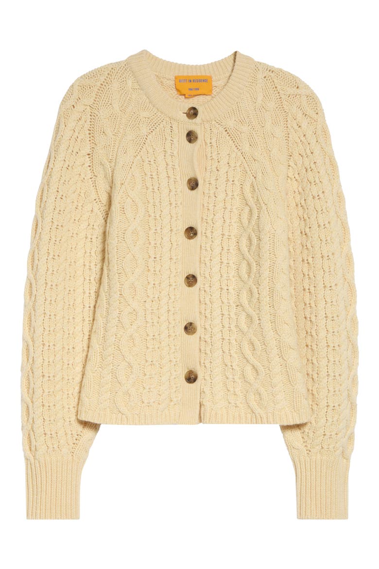 Cable Sculpted Cardigan, Alternate, color, BUTTER