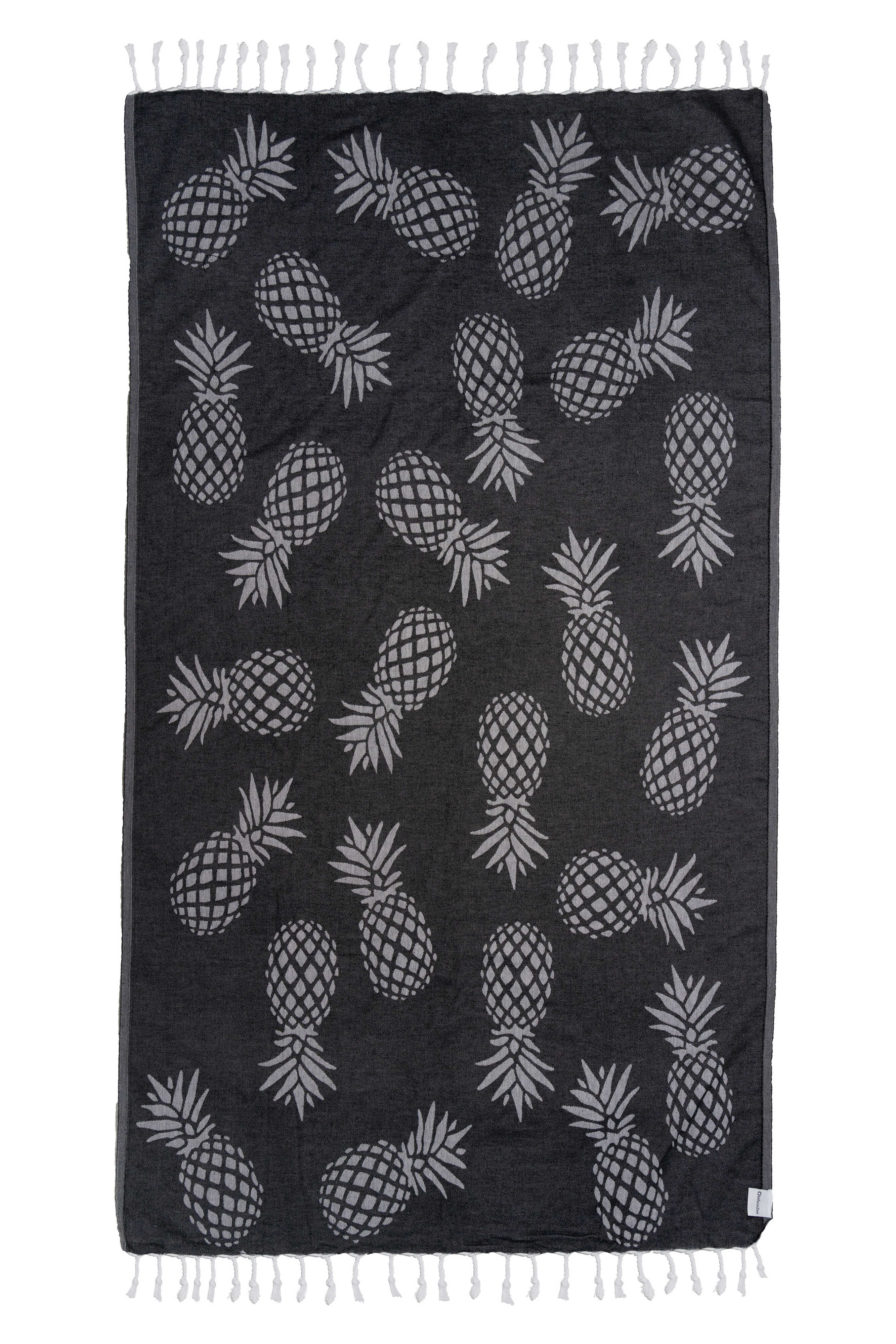 InfuseZen Pineapple Organic Sand Free Turkish Towel in Black 