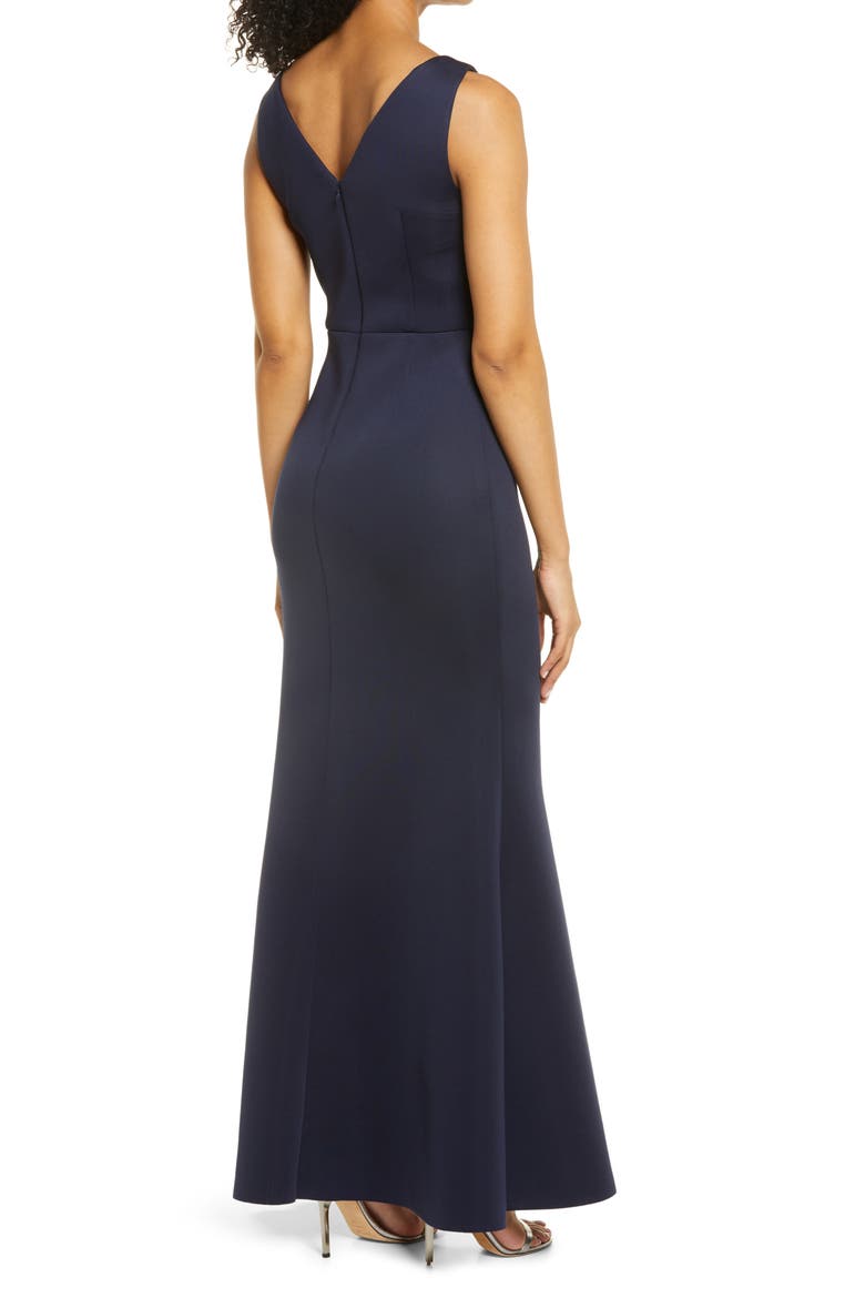 Ruffle Sleeveless Mermaid Gown, Alternate, color, NAVY