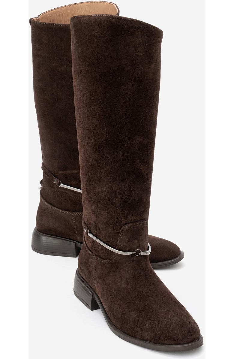 Forever & Always Shoes Ansel Leather Riding Boot, Alternate, color, Brown Suede