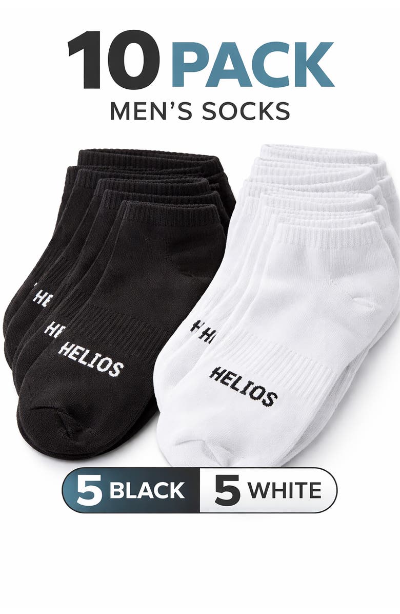 HELIOS THE HEATED COAT 10-Pack Low Cut Socks, Alternate, color, Black And White