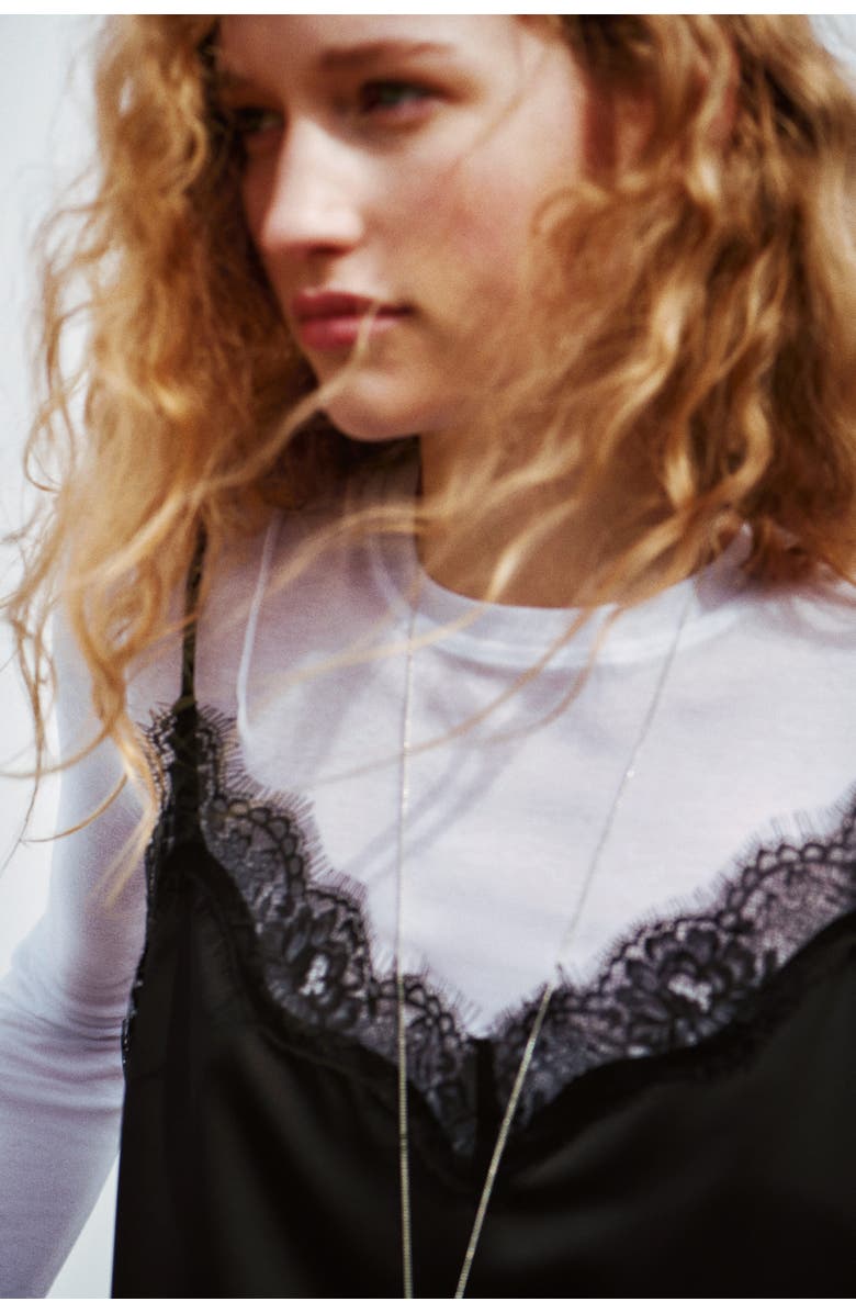 H&M Lace-trimmed Strappy Top, Alternate, color, 