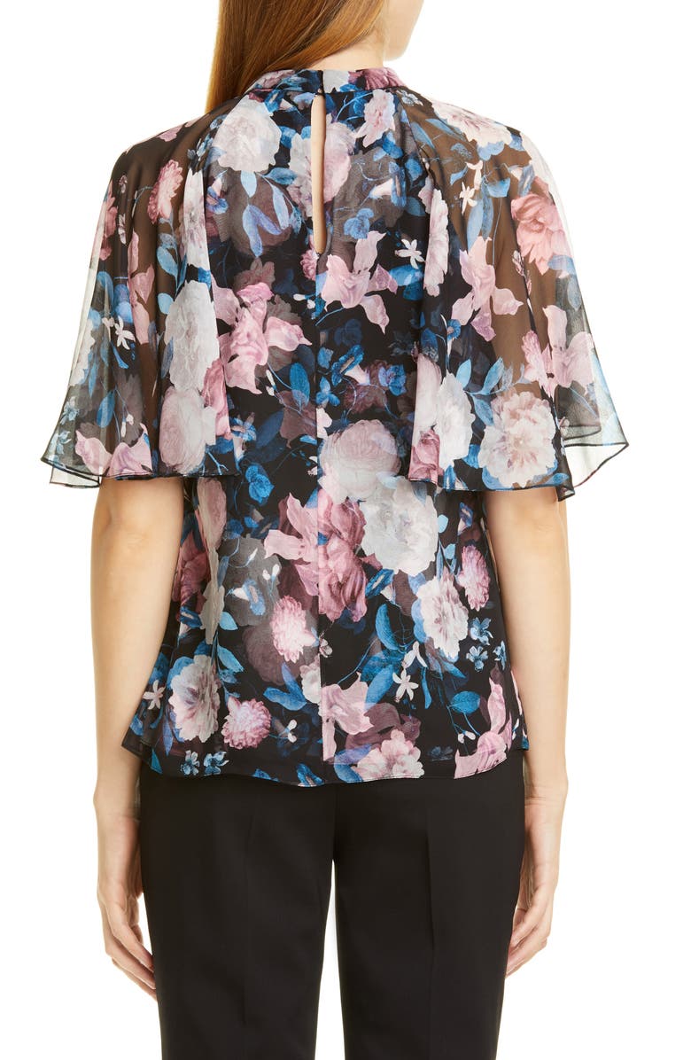 Erdem Floral Silk Chiffon Blouse, Alternate, color,