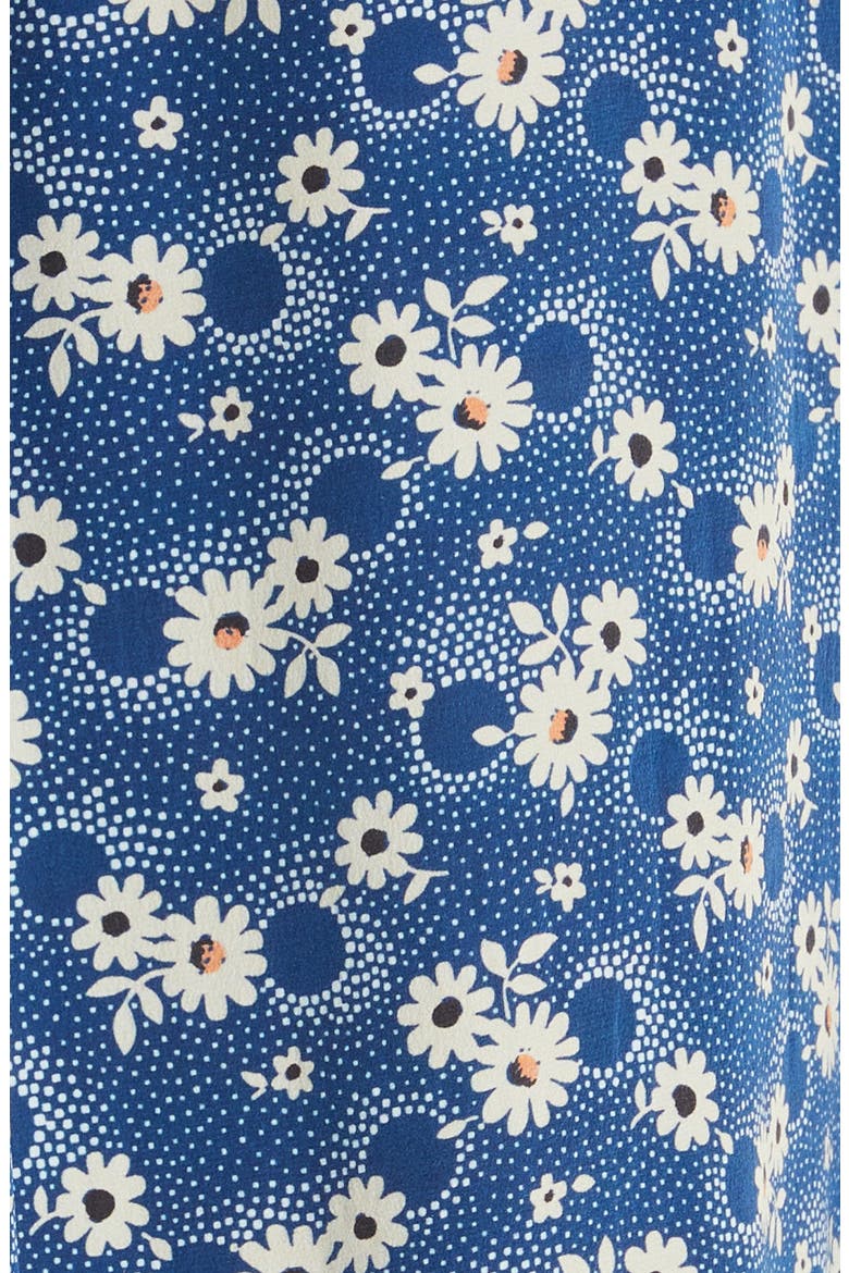 Josefine Floral Print Ruffle Hem Silk Dress, Alternate, color, BLUEBERRY