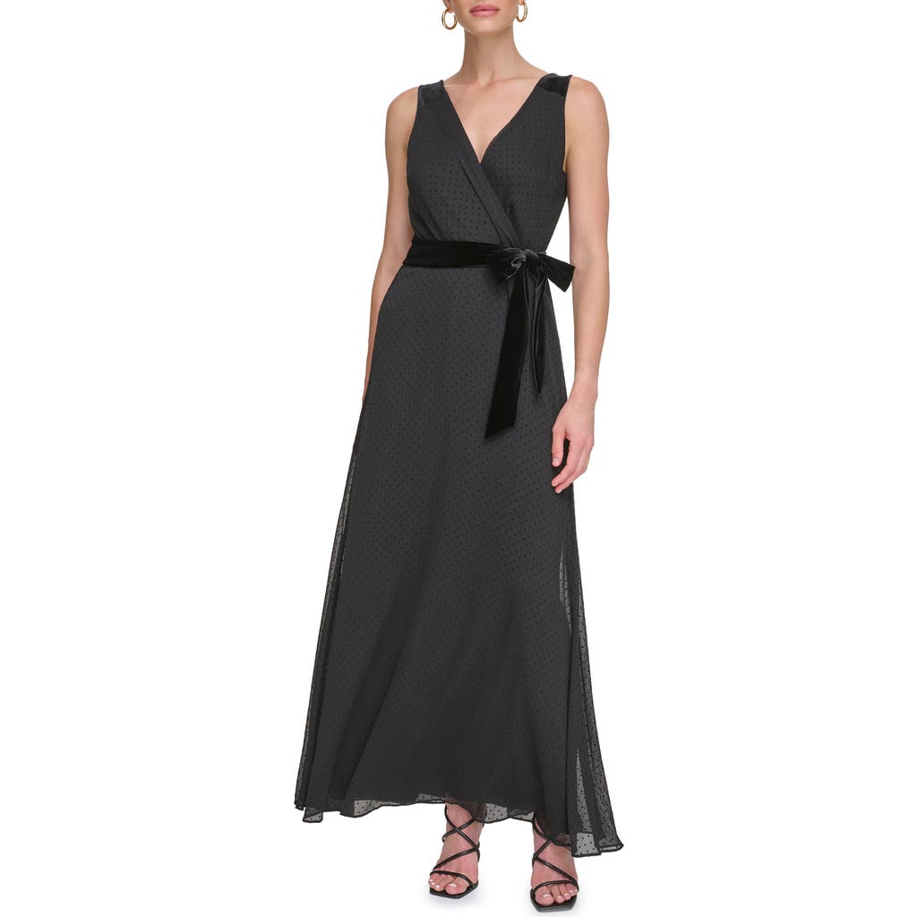 Dkny Double 'v' Mock Wrap Maxi Dress In Multi