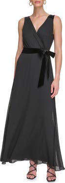 DKNY Double 'V' Mock Wrap Maxi Dress