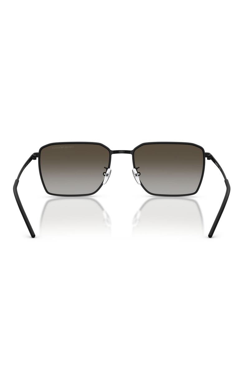 60mm Square Sunglasses, Alternate, color, MATTE BLACK / GREY BROWN