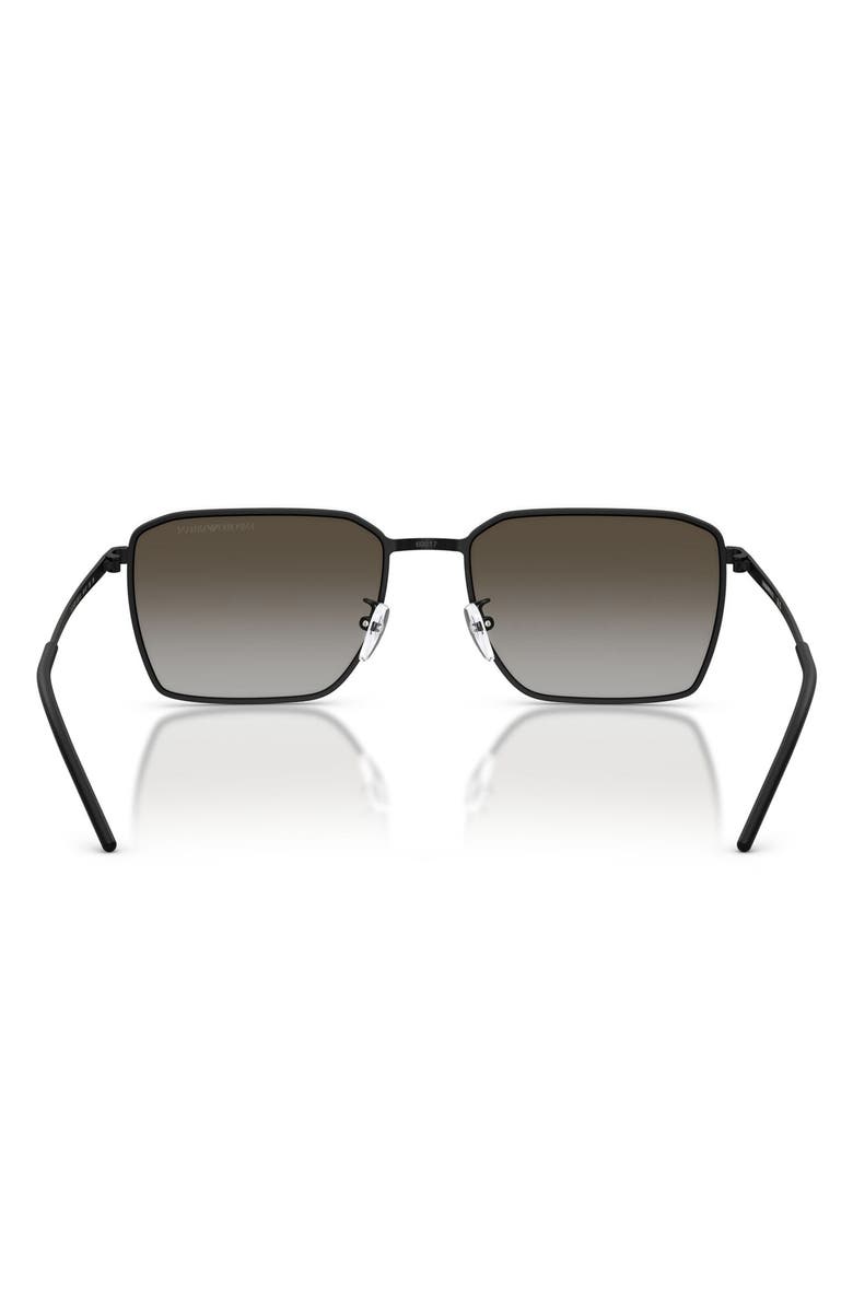 Emporio Armani 60mm Square Sunglasses, Alternate, color, Matte Black / Grey Brown