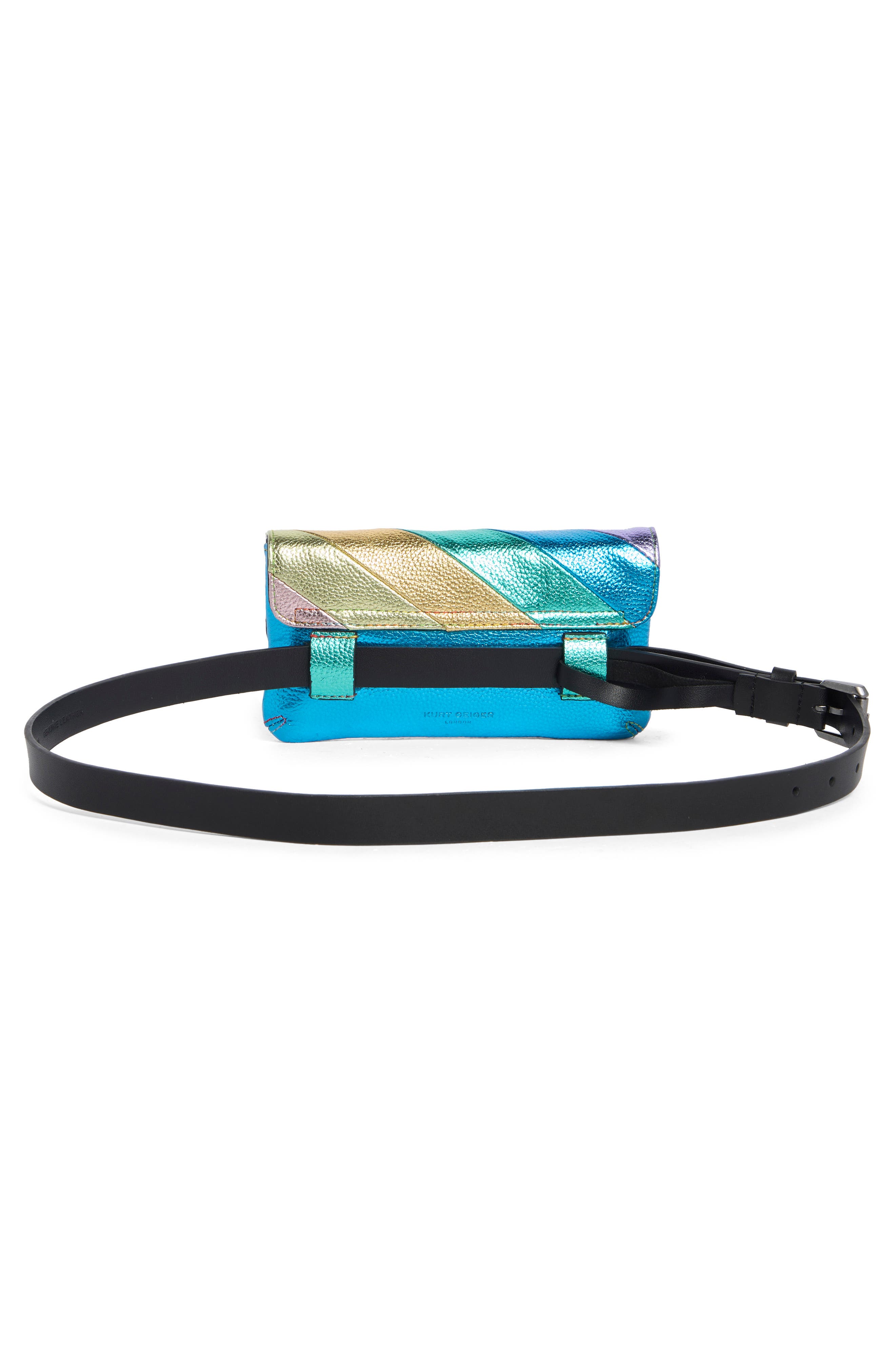 Kurt Geiger London Rainbow Metallic Leather Belt Bag, Alternate, color, 