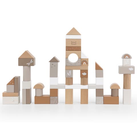 50 Pieces Wooden Blocks Set Stacking Toy, Ages 2+