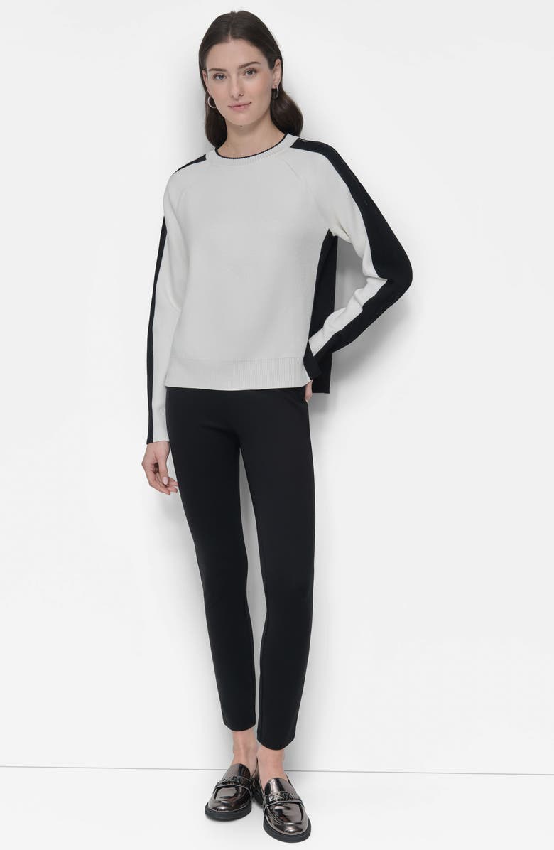 DKNY Contrast Crewneck Sweater, Alternate, color,