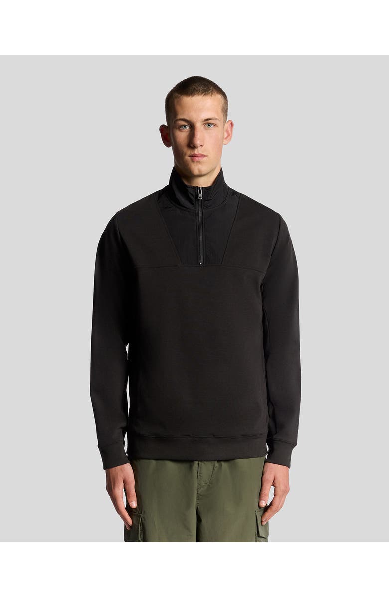 Lyle & Scott Panelled Hybrid Quarter Zip Sweatshirt, Main, color, Black Ice