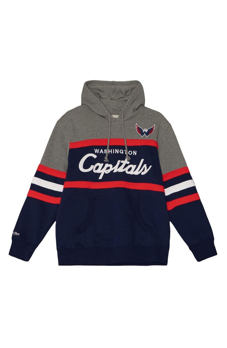 Mitchell & Ness Men's Mitchell & Ness Navy/Heather Gray Washington Capitals Head Coach Pullover Hoodie, Alternate, color, 