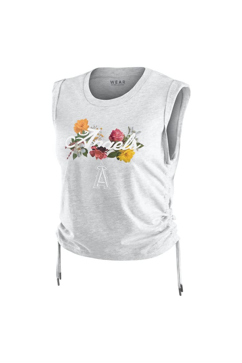 Women's WEAR by Erin Andrews  Heather Gray Los Angeles Angels Cinched Tank Top, Alternate, color, Heather Gray