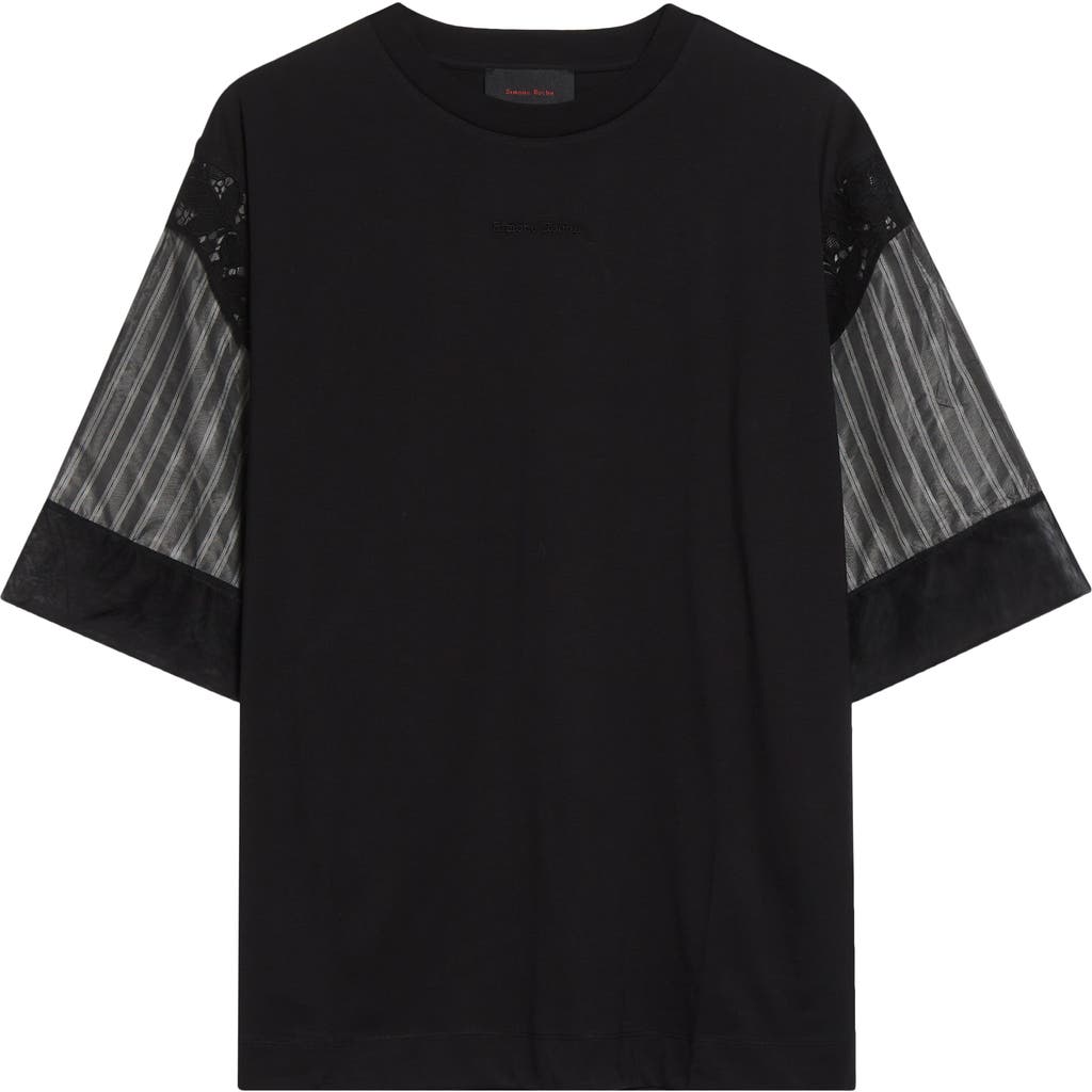 Simone Rocha Trapped Lace Patchwork T-shirt In Black