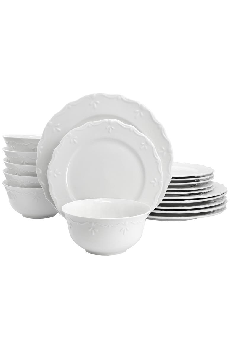 Henryi 18 Piece Porcelain Dinnerware Set, Main, color, White