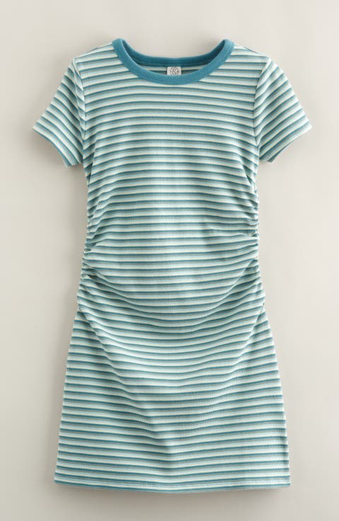 Kids' Stripe Ruched T-Shirt Dress (Big Kid)