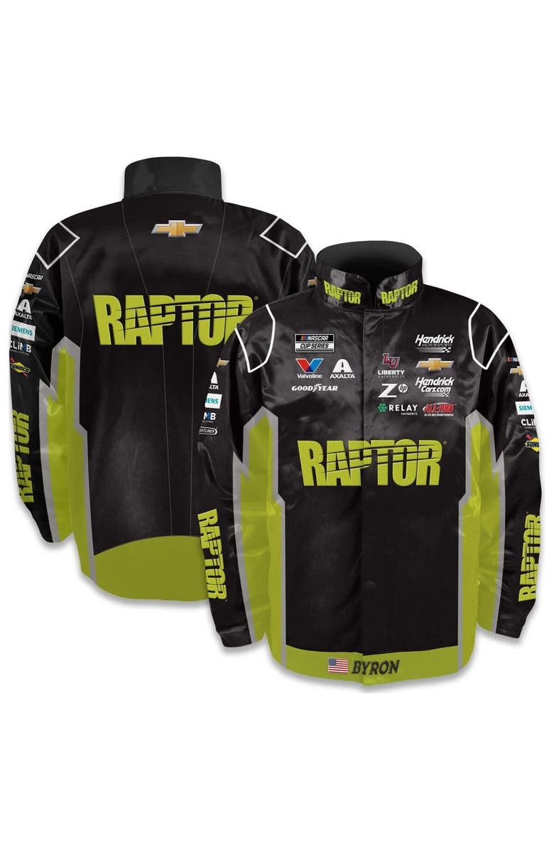 HENDRICK MOTORSPORTS TEAM COLLECTION Men's Hendrick Motorsports Team Collection  Black William Byron Raptor Full-Snap Nylon Uniform Jacket, Main, color, Black