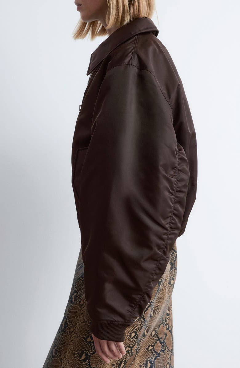& Other Stories Crop Bomber Jacket, Alternate, color, Brown Dark