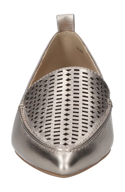Bella Vita Alessi Perforated Pointed Toe Flat In Champagne Leather