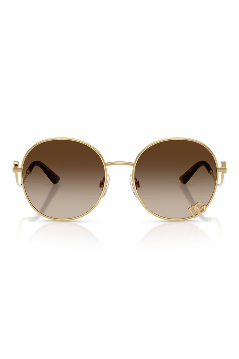 56mm Gradient Round Sunglasses, Main, color, GOLD / GRADIENT BROWN