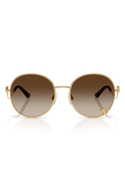 Dolce&Gabbana 56mm Gradient Round Sunglasses in Gold/gradient Brown at Nordstrom