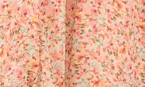 CECE CECE FLORAL FLUTTER SLEEVE SMOCKED MIDI DRESS 