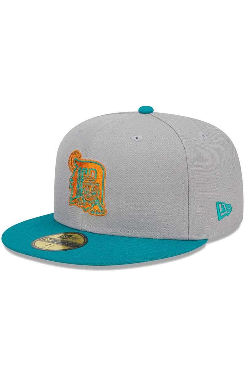 New Era Men's New Era Gray/Teal Detroit Tigers 59FIFTY Fitted Hat, Alternate, color,