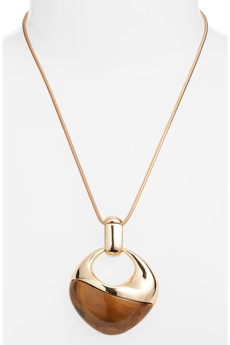 Pendant Necklace, Alternate, color, BROWN- GOLD