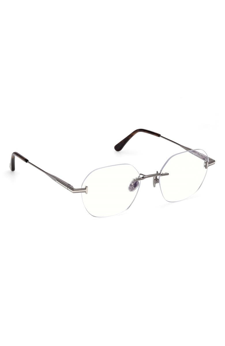 TOM FORD 52mm Geometric Optical Glasses, Alternate, color, Dark Gunmetal / Palladium